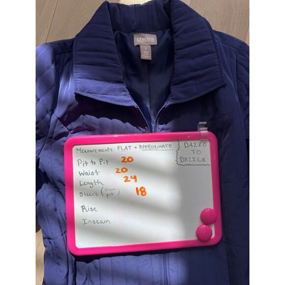 CHICO'S Quilted Zip-Up Jacket Purple Blue | Medium 8 - Picture 3 of 7